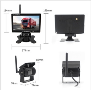 Kit marșarier /supraveghere wireless cu cameră și display de 7&quot; 12V~24 - Img 4