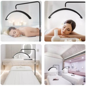 MoonLight Cosmetic Crescent Lamp for Manicure + Eyelashes - 70 cm, 50 W LED, adjustable warm + cold light, 360° rotation, nails, studio, make up, tattoos - Img 10