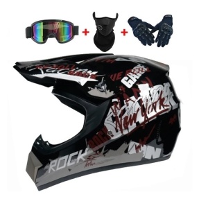 Motocross Helmet Set with Gloves, Goggles, Balaclava for Motorcycles, Dirt Bike, Enduro, Atv, Size S, M, L, XL - Flytec™
