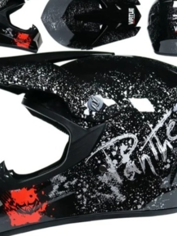 Panther Cross Helmet Set with Gloves, Goggles, Balaclava for Motorcycles, Dirt Bike, Enduro, Atv, Size S, M, L, XL - Flytec ™