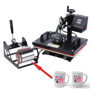 Presă transfer termic 30x38cm, personalizări 5in1 1250w, sublimare combo 5in1, tricouri, plăci ceramice, hanorace, fețe de pernă, ghiozdane, stegulețe, căni, șepci, farfurii - Presă termică - Img 3