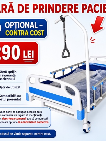 Professional medical folding hospital bed with mattress, 4 sections, 200 kg support, back and leg adjustment, infusion support - Dr.Denis™ - Img 9
