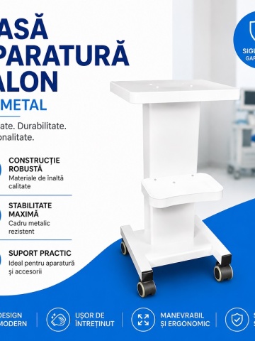 Professional Salon Equipment Table in Metal, White Apprentice with Equipment Rollers, Resistant up to 30kg - Img 5