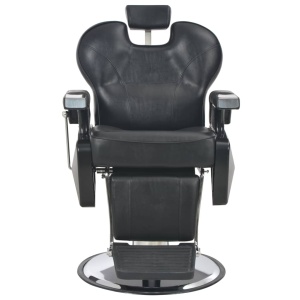 Scaun Salon , Frizerie, Coafor, Barber, Reglabil pe înățime, Model Roma, Capitonat cu piele ecologică neagră - Img 3