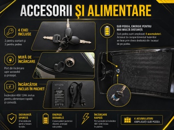 Scuter electric ,Motocicletă / Trotinetă 36V-500W 10Ah cu șezut reglabil, , Închidere la cheie,Seniori - Img 10