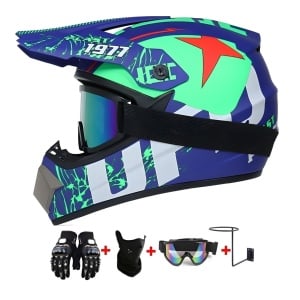 Set Cască Cross Electric UFO cu Mănuși, Ochelari, Cagulă și Suport de Perete pentru Motociclete, Dirt Bike, Enduro, Atv, Mărime XS, S, M, L, XL - Flytec™ - Img 1