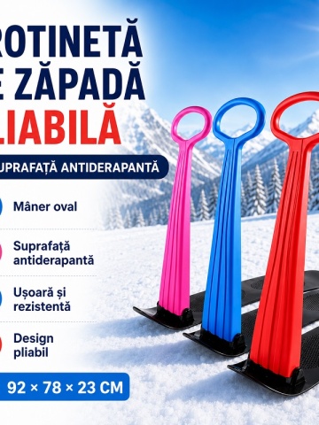 Trotinete de zăpadă pliabile pe fundal montan, cu dimensiuni 92 × 78 × 23 cm - DenisNetwork