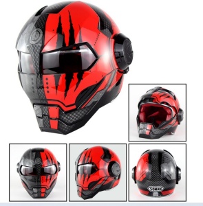 Casca Moto Full-Face/Integrala Personalizată Iron Man Rosu/Negru Mat, Marimi: M, L, XL - Flytec™