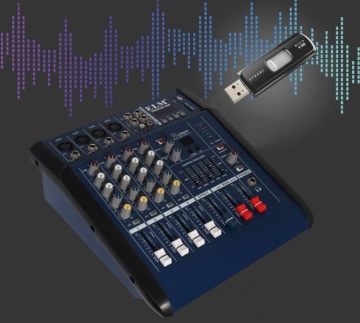 Panou de conectare al mixerului amplificat, cu intrări USB/MP3 și sound card