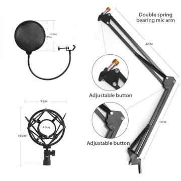 Microfon de studio cu stand metalic inclus, pentru streaming și gaming