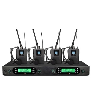 Професионална безжична радио UHF слушалка с 4 Lavaliere, приемник и 200 избираеми честоти