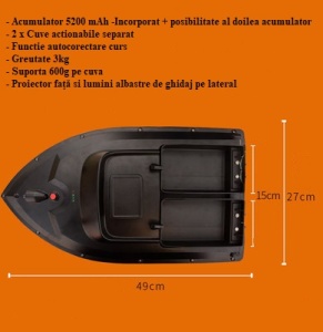 Barca/Navomodel Dittom T010 pentru plantat momeala, 2cuve, autocorectare curs, telecomanda reincarcabila ergonomica - Img 4