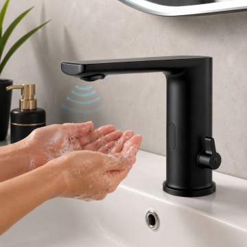 Baterie lavoar cu senzor touchless negru, activare automata a apei - Dittom