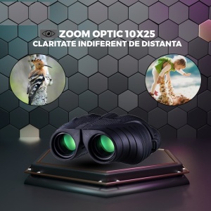 Binoclu 10 X, 25 mm premium, lentile Prism BAK4 , rezistent la apă, pentru adulți și copii, putere mare de focalizare pentru observarea păsărilor, vânătoare, călătorii, turism - Img 8