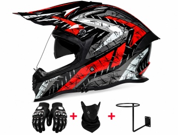 Cască Moto Full Face cu Vizieră Etanșă și Ochelari de Soare Integrați – Off-Road / ATV / Cross - Flytec™ - Img 1