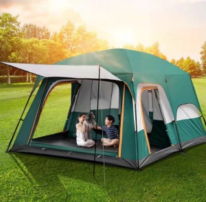 Cort de camping înalt, 4 persoane, cu terasă, 2 zone, 2 uși și 2 ferestre - Img 3