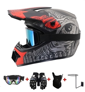 Cască motocross full face Eye Fury cu ochelari UV și mănuși moto set complet protecție ATV dirt bike - Flytec™