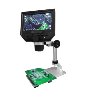 FullHD дигитален микроскоп с увеличение 1-600X със собствен екран и 3.6 Mp 8 LED камера, за ремонт на електроника, бижутери, медицински анализи