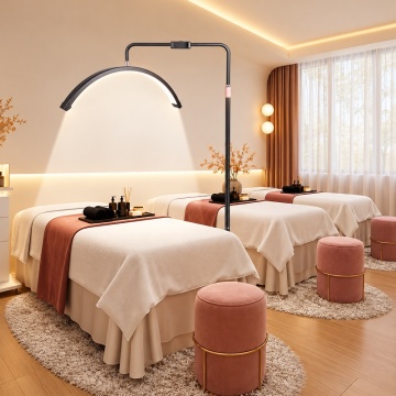 Lampă Semilună LED Profesională MoonLight 60 cm, 40W, Lumină Reglabilă, Telecomandă și Suport Telefon – Manichiură, Gene, Cosmetică - Img 1