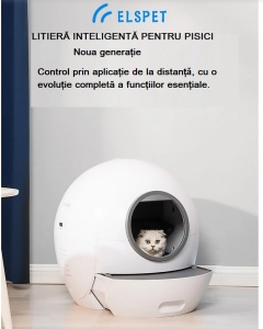 Litieră mare SMART cu sistem de curățare automată UV pentru pisici cu control din aplicație mobilă cu afisaj LED