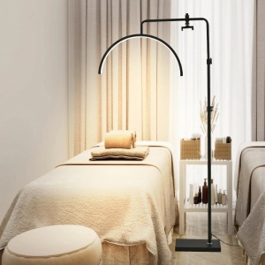 MoonLight Cosmetic Crescent Lamp for Manicure + Eyelashes - 70 cm, 50 W LED, adjustable warm + cold light, 360° rotation, nails, studio, make up, tattoos