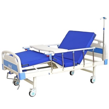 Pat de spital rabatabil profesional cu saltea, 4 secțiuni, suport 200 kg, reglare spate și picioare, suport perfuzie - Dr.Denis™