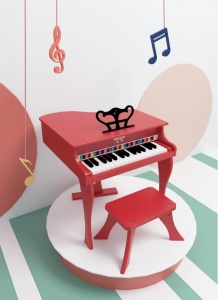 Pian pentru copii, din lemn, cu scăunel inclus, 30 clape, design elegant, lăcuit - Img 1
