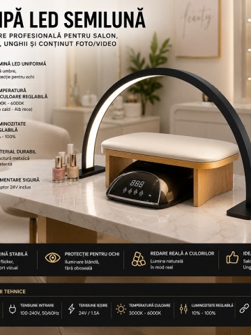 Professional LED Crescent Lamp for Salon and Manicure - Img 4
