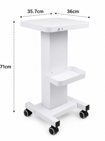 Professional Salon Equipment Table in Metal, White Apprentice with Equipment Rollers, Resistant up to 30kg - Img 2