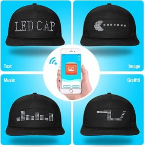 Șapcă led Bluetooth, ecran cu afișaj mesaje text multicolor, compatibil smartphone iOS și Android - Img 12