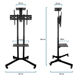 Stand/Stativ/Suport mobil 3 în 1 pentru TV de 32&quot;-65&quot; + Laptop + Cameră web, cu roți blocabile, utilizare la ședințe, prezentări, petreceri etc. - Img 6