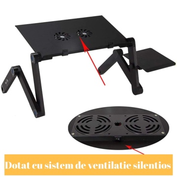 Masă de laptop cu sistem dublu de ventilație tip cooler