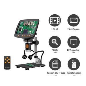 Професионален преносим дигитален микроскоп 1-1000X Dittom 10MP 7-инчов Full HD монитор за ремонт на електроника, бижутери, медицински анализи - Img 3