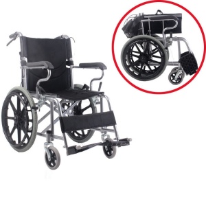 fotoliu rulant handicap pliabil roti mari 50 cm cadru metalic rezistent