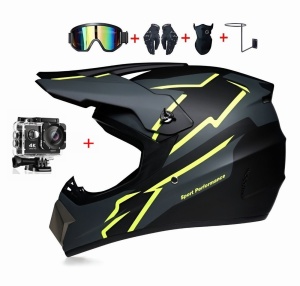 Set Cască Cross Adrenaline MX cu Mănuși, Ochelari, Cagulă și Suport de Perete- Flytec™