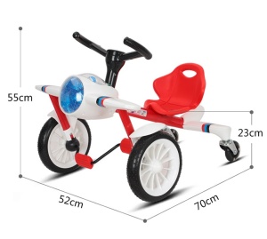 Bicicletă/ kart/ drift pentru copii cu 4 roți, în formă de avion cu pedale și scaun ergonomic - Img 2