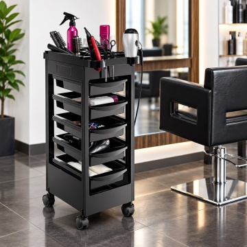 Cărucior Profesional Salon 5 Sertare, 4 Roți Pivotante, Suport Feon - Img 2