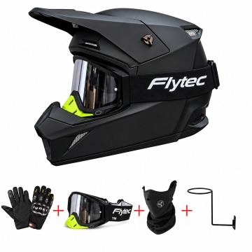 Cască Full Face Motocross pentru ATV, Enduro și Off-Road, cu Ochelari și Accesorii Thunder Pro Flytec