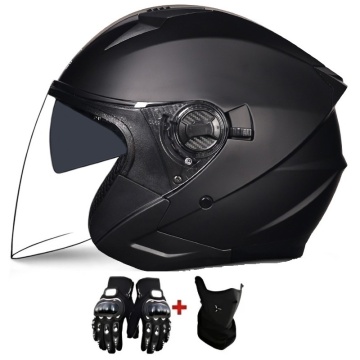 Cască moto modulară negru mat cu vizieră dublă, mănuși și cagulă incluse - Flytec™