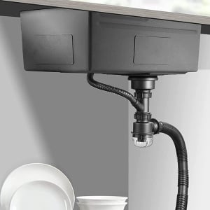 Chiuvetă bucătărie smart multifuncțională (3 funcții) - AQUA 4, inox gri antracit, 80 x 46 cm, baterie principală, dozator detergent, spălător pahare, tăviță de uscare + tocător - Img 8