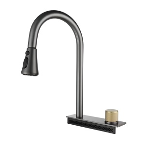 Chiuvetă bucătărie smart multifuncțională (5 funcții) - AQUA 2, inox gri antracit, 80 x 46 cm, baterie principală, cascadă, baterie filtru apă, dozator detergent, spălător pahare, 2 tăvite uscare + tocător - Img 8