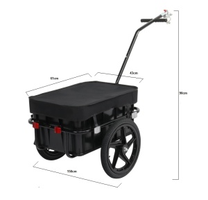 Detachable bicycle trailer, cargo trolley, steel frame, reflective elements, black - Img 6