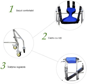 Dr.Denis recovery walking frame, 6 wheels, adjustable, foldable, 120 kg - Img 7