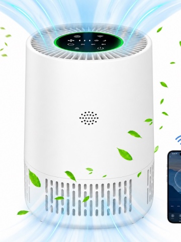 HEPA филтър за пречистване на въздух с WiFi - Премахва 99,97% от прах, цветен прашец, дим, косми от домашни любимци