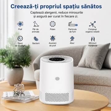 Purificator de aer cu filtru HEPA, cu înlocuire ușoară a filtrului