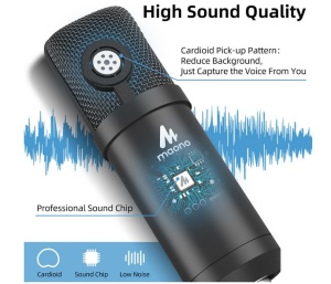 Microfon Profesional Maono Condensator pentru Studio, cu Stand Metalic pentru Podcast, Gaming, Streaming, YouTube, Voice Over, Studio, Home Recording - Img 3