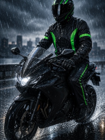 Premium Waterproof Motorcycle Rain Suit - Motorcycle Jacket and Pants Set, Windproof, Seam-Tape, Removable Hood and Waterproof Pockets - Img 2