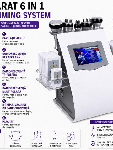 Professional 6 in 1 Cavitation, Vacuum RF, Lipolaser and Radiofrequency RF Device for Body Reshaping - Img 2