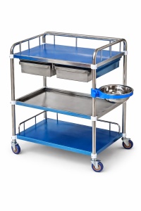 Professional Stainless Steel Instrument Trolley with Drawers - 3 Levels, Swivel Wheels, for Medical Office, Salon & Clinic - DenisNetwork