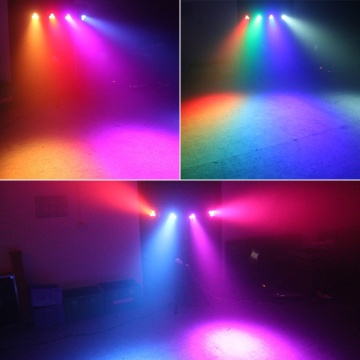 Bară LED RGBW în funcțiune, cu fascicule colorate